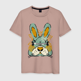 Мужская футболка хлопок с принтом Безумный кролик в Курске, 100% хлопок | прямой крой, круглый вырез горловины, длина до линии бедер, слегка спущенное плечо. | rabbit | безумие | животное | заяц | зверь | крол | кролик | трус