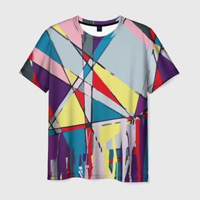 Мужская футболка 3D с принтом Cubisme в Тюмени, 100% полиэфир | прямой крой, круглый вырез горловины, длина до линии бедер | графика. линия | картина | краска | кубизм