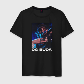 Мужская футболка хлопок с принтом OG BUDA С МИКРОФОНОМ в Белгороде, 100% хлопок | прямой крой, круглый вырез горловины, длина до линии бедер, слегка спущенное плечо. | buda | og buda | ог буда | реп | репер