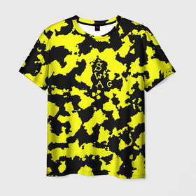 Мужская футболка 3D с принтом Черно-желтый камуфляж , 100% полиэфир | прямой крой, круглый вырез горловины, длина до линии бедер | black | camo | everyday | radiation | желтый | лето | радиация
