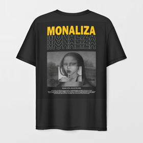 Мужская футболка 3D с принтом MonaLiza в Санкт-Петербурге, 100% полиэфир | прямой крой, круглый вырез горловины, длина до линии бедер | искусство | картина | портрет | ренессанс | скетч | современность