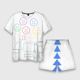 Мужской костюм с шортами 3D с принтом фигуры в Курске,  |  | forms | rainbow | smiles | squares | triangles | квадраты | радуга | смайлы | треугольники | улыбки
emoticons | фигуры