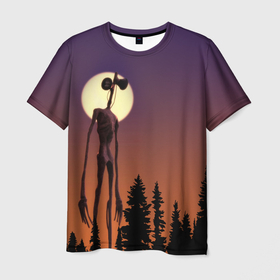 Мужская футболка 3D с принтом Gradient Forest Siren Head в Тюмени, 100% полиэфир | прямой крой, круглый вырез горловины, длина до линии бедер | games | monster | siren head | игры | лес | монстр | сирена | сиреноголовый | страшилка | ужастик | хоррор