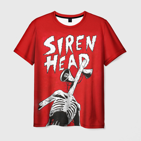 Мужская футболка 3D с принтом Red Siren Head , 100% полиэфир | прямой крой, круглый вырез горловины, длина до линии бедер | games | monster | siren head | игры | лес | монстр | сирена | сиреноголовый | страшилка | ужастик | хоррор