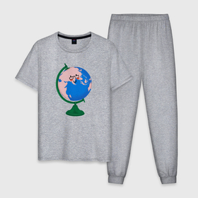 Мужская пижама хлопок с принтом глобус в Белгороде, 100% хлопок | брюки и футболка прямого кроя, без карманов, на брюках мягкая резинка на поясе и по низу штанин
 | география | глобус | планета | уроки | учитель | школа