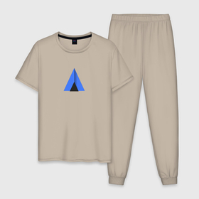 Мужская пижама хлопок с принтом Ctlos , 100% хлопок | брюки и футболка прямого кроя, без карманов, на брюках мягкая резинка на поясе и по низу штанин
 | Тематика изображения на принте: arch | archlinux | ctlos | linux | линукс | логотип