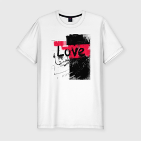 Мужская футболка хлопок Slim с принтом Черно-красная Любовь в Тюмени, 92% хлопок, 8% лайкра | приталенный силуэт, круглый вырез ворота, длина до линии бедра, короткий рукав | белый и черный | готический | иллюстрация | картина | красный и черный | мазня | набросок | современный