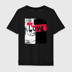 Мужская футболка хлопок Oversize с принтом Черно-красная Любовь в Курске, 100% хлопок | свободный крой, круглый ворот, “спинка” длиннее передней части | белый и черный | готический | иллюстрация | картина | красный и черный | мазня | набросок | современный
