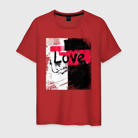 Мужская футболка хлопок с принтом Черно-красная Любовь в Екатеринбурге, 100% хлопок | прямой крой, круглый вырез горловины, длина до линии бедер, слегка спущенное плечо. | белый и черный | готический | иллюстрация | картина | красный и черный | мазня | набросок | современный