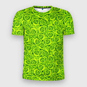 Мужская футболка 3D спортивная с принтом Неоновый цветочный узор  в Белгороде, 100% полиэстер с улучшенными характеристиками | приталенный силуэт, круглая горловина, широкие плечи, сужается к линии бедра | детский | женский | зеленый | лето | неоновый узор | розы | современный | яркий зеленый