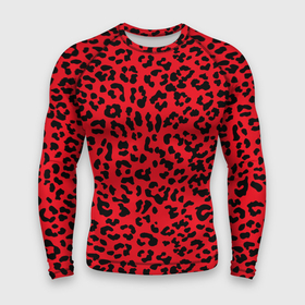 Мужской рашгард 3D с принтом Леопард Красный ,  |  | animal | texture | леопард | паттерн леопарда | текстура | текстура леопарда | тренд
