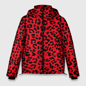 Мужская зимняя куртка 3D с принтом Леопард Красный в Новосибирске, верх — 100% полиэстер; подкладка — 100% полиэстер; утеплитель — 100% полиэстер | длина ниже бедра, свободный силуэт Оверсайз. Есть воротник-стойка, отстегивающийся капюшон и ветрозащитная планка. 

Боковые карманы с листочкой на кнопках и внутренний карман на молнии. | animal | texture | леопард | паттерн леопарда | текстура | текстура леопарда | тренд