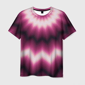 Мужская футболка 3D с принтом Черно-пурпурный калейдоскоп , 100% полиэфир | прямой крой, круглый вырез горловины, длина до линии бедер | абстрактный | бордовый | геометрический | зигзаг | калейдоскоп | модный | орнамент | современный | черный