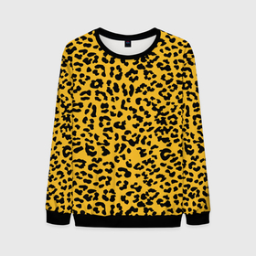 Мужской свитшот 3D с принтом Леопард желтый , 100% полиэстер с мягким внутренним слоем | круглый вырез горловины, мягкая резинка на манжетах и поясе, свободная посадка по фигуре | animal | texture | леопард | паттерн леопарда | текстура | текстура леопарда | тренд