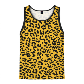 Мужская майка 3D с принтом Леопард желтый в Екатеринбурге, 100% полиэстер | круглая горловина, приталенный силуэт, длина до линии бедра. Пройма и горловина окантованы тонкой бейкой | Тематика изображения на принте: animal | texture | леопард | паттерн леопарда | текстура | текстура леопарда | тренд