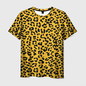 Мужская футболка 3D с принтом Леопард желтый в Екатеринбурге, 100% полиэфир | прямой крой, круглый вырез горловины, длина до линии бедер | Тематика изображения на принте: animal | texture | леопард | паттерн леопарда | текстура | текстура леопарда | тренд