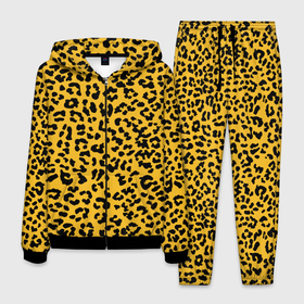 Мужской костюм 3D с принтом Леопард желтый , 100% полиэстер | Манжеты и пояс оформлены тканевой резинкой, двухслойный капюшон со шнурком для регулировки, карманы спереди | Тематика изображения на принте: animal | texture | леопард | паттерн леопарда | текстура | текстура леопарда | тренд