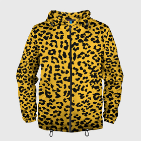 Мужская ветровка 3D с принтом Леопард желтый , 100% полиэстер | подол и капюшон оформлены резинкой с фиксаторами, два кармана без застежек по бокам, один потайной карман на груди | Тематика изображения на принте: animal | texture | леопард | паттерн леопарда | текстура | текстура леопарда | тренд