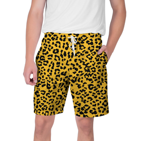 Мужские шорты 3D с принтом Леопард желтый в Кировске,  полиэстер 100% | прямой крой, два кармана без застежек по бокам. Мягкая трикотажная резинка на поясе, внутри которой широкие завязки. Длина чуть выше колен | animal | texture | леопард | паттерн леопарда | текстура | текстура леопарда | тренд