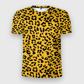 Мужская футболка 3D спортивная с принтом Леопард желтый в Екатеринбурге, 100% полиэстер с улучшенными характеристиками | приталенный силуэт, круглая горловина, широкие плечи, сужается к линии бедра | Тематика изображения на принте: animal | texture | леопард | паттерн леопарда | текстура | текстура леопарда | тренд