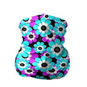 Бандана-труба 3D с принтом Яркие бирюзовые цветы  в Белгороде, 100% полиэстер, ткань с особыми свойствами — Activecool | плотность 150‒180 г/м2; хорошо тянется, но сохраняет форму | бирюзовые цветы | бордовый | детский | для детей | малышам | неоновый | ретро | цветочный узор