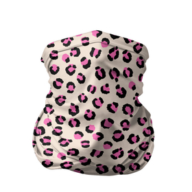 Бандана-труба 3D с принтом Леопардовый принт розовый в Тюмени, 100% полиэстер, ткань с особыми свойствами — Activecool | плотность 150‒180 г/м2; хорошо тянется, но сохраняет форму | бежевый | леопард | леопардовый принт | молочный цвет | пятнистый | розовый
