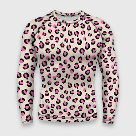 Мужской рашгард 3D с принтом Леопардовый принт розовый ,  |  | бежевый | леопард | леопардовый принт | молочный цвет | пятнистый | розовый