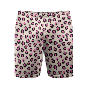 Мужские шорты спортивные с принтом Леопардовый принт розовый в Тюмени,  |  | Тематика изображения на принте: бежевый | леопард | леопардовый принт | молочный цвет | пятнистый | розовый