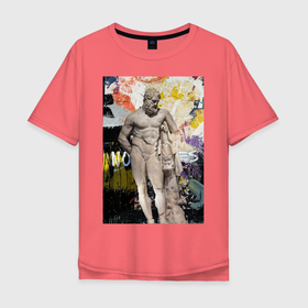 Мужская футболка хлопок Oversize с принтом Athlete , 100% хлопок | свободный крой, круглый ворот, “спинка” длиннее передней части | август из прима порта | агий | атлет | брызги | граффити | краска | скульптура | статуя | узоры