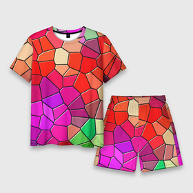 Мужской костюм с шортами 3D с принтом Мозаика цветная в Курске,  |  | drawing | figure | mosaic | мозаика | рисунок | фигура