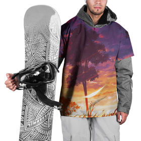 Накидка на куртку 3D с принтом Закат в аниме стиле , 100% полиэстер |  | акварель | алый закат | аниме | в аниме стиле | ветер | деревья | закат | красками | листва | облака | рассвет | рисунок | солнце | тучи