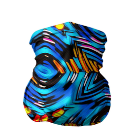 Бандана-труба 3D с принтом Желто-синий абстрактный узор  , 100% полиэстер, ткань с особыми свойствами — Activecool | плотность 150‒180 г/м2; хорошо тянется, но сохраняет форму | геометрический | желтый | модный | плетение | синий | современный | яркий синий