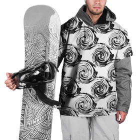 Накидка на куртку 3D с принтом Черно-белый абстрактный узор  , 100% полиэстер |  | абстрактный | винтажный | детский | круги | молодежный | ретро | современный | спирали