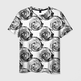 Мужская футболка 3D с принтом Черно-белый абстрактный узор  , 100% полиэфир | прямой крой, круглый вырез горловины, длина до линии бедер | абстрактный | винтажный | детский | круги | молодежный | ретро | современный | спирали