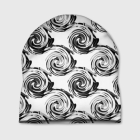 Шапка 3D с принтом Черно-белый абстрактный узор  в Белгороде, 100% полиэстер | универсальный размер, печать по всей поверхности изделия | абстрактный | винтажный | детский | круги | молодежный | ретро | современный | спирали