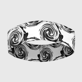 Повязка на голову 3D с принтом Черно белый абстрактный узор в Петрозаводске,  |  | абстрактный | винтажный | детский | круги | молодежный | ретро | современный | спирали