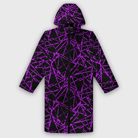 Мужской дождевик 3D с принтом Фиолетово черный абстрактный узор в Екатеринбурге,  |  | 
