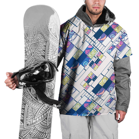 Накидка на куртку 3D с принтом Этнический узор пэчворк  в Новосибирске, 100% полиэстер |  | Тематика изображения на принте: абстрактный | белый и синий | геометрический | заплатки | популярный | современный | этнический