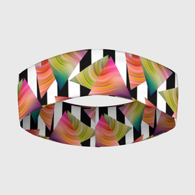 Повязка на голову 3D с принтом Абстрактный полосатый узор в Кировске,  |  | абстрактный | геометрические фигуры | молодежный | полосатый | радужный | черные полосы