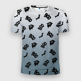 Мужская футболка 3D спортивная с принтом Boo! в Курске, 100% полиэстер с улучшенными характеристиками | приталенный силуэт, круглая горловина, широкие плечи, сужается к линии бедра | bat | boo | ghost | летучая мышь | привидение | призрак