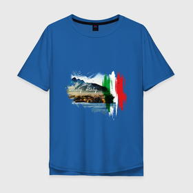 Мужская футболка хлопок Oversize с принтом Страны. Италия. Сицилия. в Белгороде, 100% хлопок | свободный крой, круглый ворот, “спинка” длиннее передней части | italy | акварель | город | горы | италия | лето | мечта | море | отпуск | побережье | путешествие | сицилия | сон | страна | фантазия | флаг