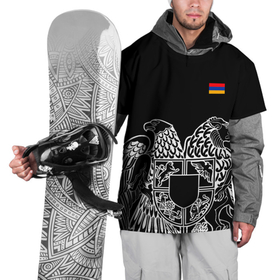 Накидка на куртку 3D с принтом Герб Армении и флаг , 100% полиэстер |  | армения | герб | лев и орел | лого | символ | флаг | флаг и герб армении