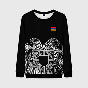 Мужской свитшот 3D с принтом Герб Армении и флаг в Белгороде, 100% полиэстер с мягким внутренним слоем | круглый вырез горловины, мягкая резинка на манжетах и поясе, свободная посадка по фигуре | армения | герб | лев и орел | лого | символ | флаг | флаг и герб армении