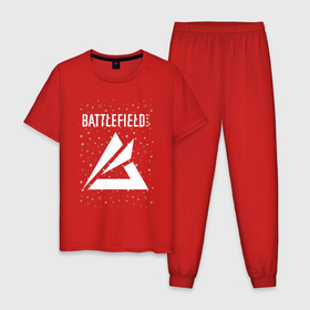 Мужская пижама хлопок с принтом Battlefield Portal - Stars , 100% хлопок | брюки и футболка прямого кроя, без карманов, на брюках мягкая резинка на поясе и по низу штанин
 | Тематика изображения на принте: 2042 | battle | battlefield | fps | game | games | logo | portal | royale | shooter | батлфилд | битва | звезды | игра | игры | королевская | космос | лого | портал | шутер