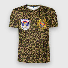Мужская футболка 3D спортивная с принтом Вооруженные силы Армении в Новосибирске, 100% полиэстер с улучшенными характеристиками | приталенный силуэт, круглая горловина, широкие плечи, сужается к линии бедра | armenia | армения | армия армении | вооруженные силы армении | вс армении | герб | лого | символ | флаг | флаг и герб армении