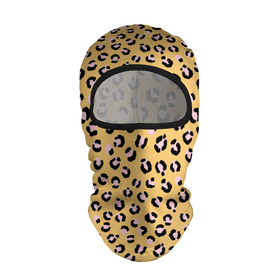 Балаклава 3D с принтом Желтый леопардовый принт в Екатеринбурге, 100% полиэстер, ткань с особыми свойствами — Activecool | плотность 150–180 г/м2; хорошо тянется, но при этом сохраняет форму. Закрывает шею, вокруг отверстия для глаз кайма. Единый размер | желтый | леопардовый принт | паттерн | пятна | пятнистый | розовый | текстура