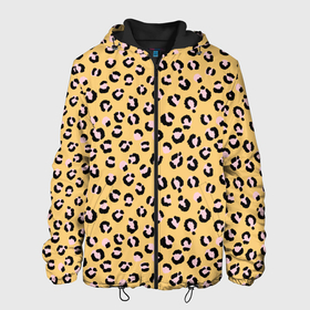 Мужская куртка 3D с принтом Желтый леопардовый принт в Новосибирске, ткань верха — 100% полиэстер, подклад — флис | прямой крой, подол и капюшон оформлены резинкой с фиксаторами, два кармана без застежек по бокам, один большой потайной карман на груди. Карман на груди застегивается на липучку | желтый | леопардовый принт | паттерн | пятна | пятнистый | розовый | текстура