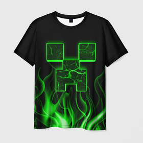 Мужская футболка 3D с принтом MINECRAFT TEXTURE FIRE в Петрозаводске, 100% полиэфир | прямой крой, круглый вырез горловины, длина до линии бедер | creeper | fire | game | minecraft | железо | игра | компьютерная | крипер | криппер | майн | майнкрафт | огонь | пламя | текстура