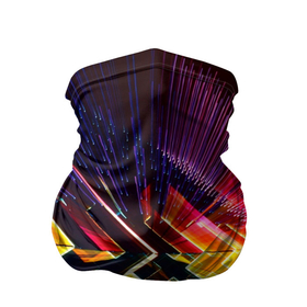 Бандана-труба 3D с принтом Цифровая радуга в Белгороде, 100% полиэстер, ткань с особыми свойствами — Activecool | плотность 150‒180 г/м2; хорошо тянется, но сохраняет форму | абстракция | линия | радуга | синий | технологии | цифровой свет