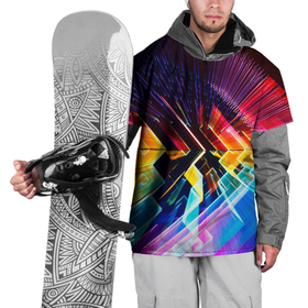 Накидка на куртку 3D с принтом Цифровая радуга в Петрозаводске, 100% полиэстер |  | Тематика изображения на принте: абстракция | линия | радуга | синий | технологии | цифровой свет